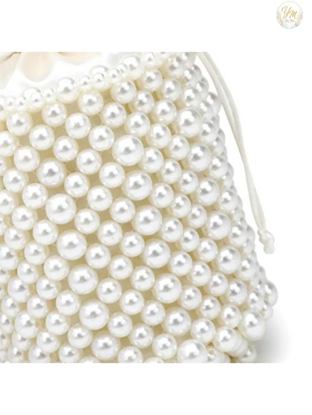 Elegant Pearl Beaded Bucket Bag with Top Handle for Women Wedding